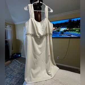 Adrianna Papell Cream Dress with Embellished Waist